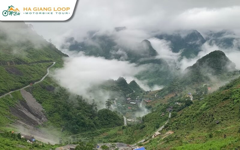 The mist-covered mountains of Ha Giang create an ethereal, otherworldly atmosphere