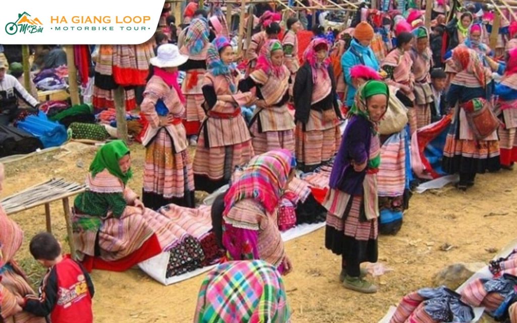 Travelers journey through mountain roads to reach market in Meo Vac 