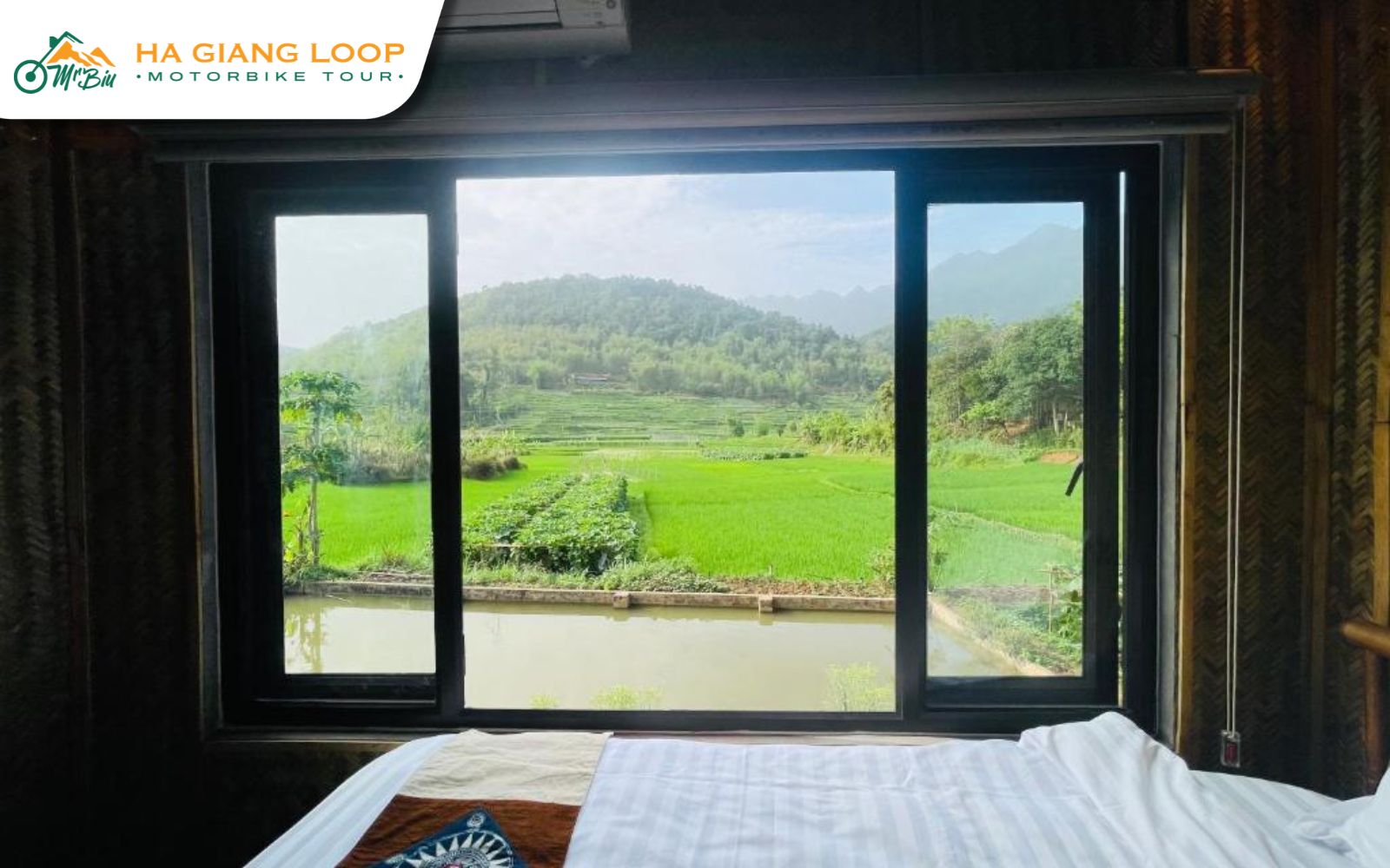 Homestay near the Nho Que River Ha Giang loop, surrounded by mountains and green valleys