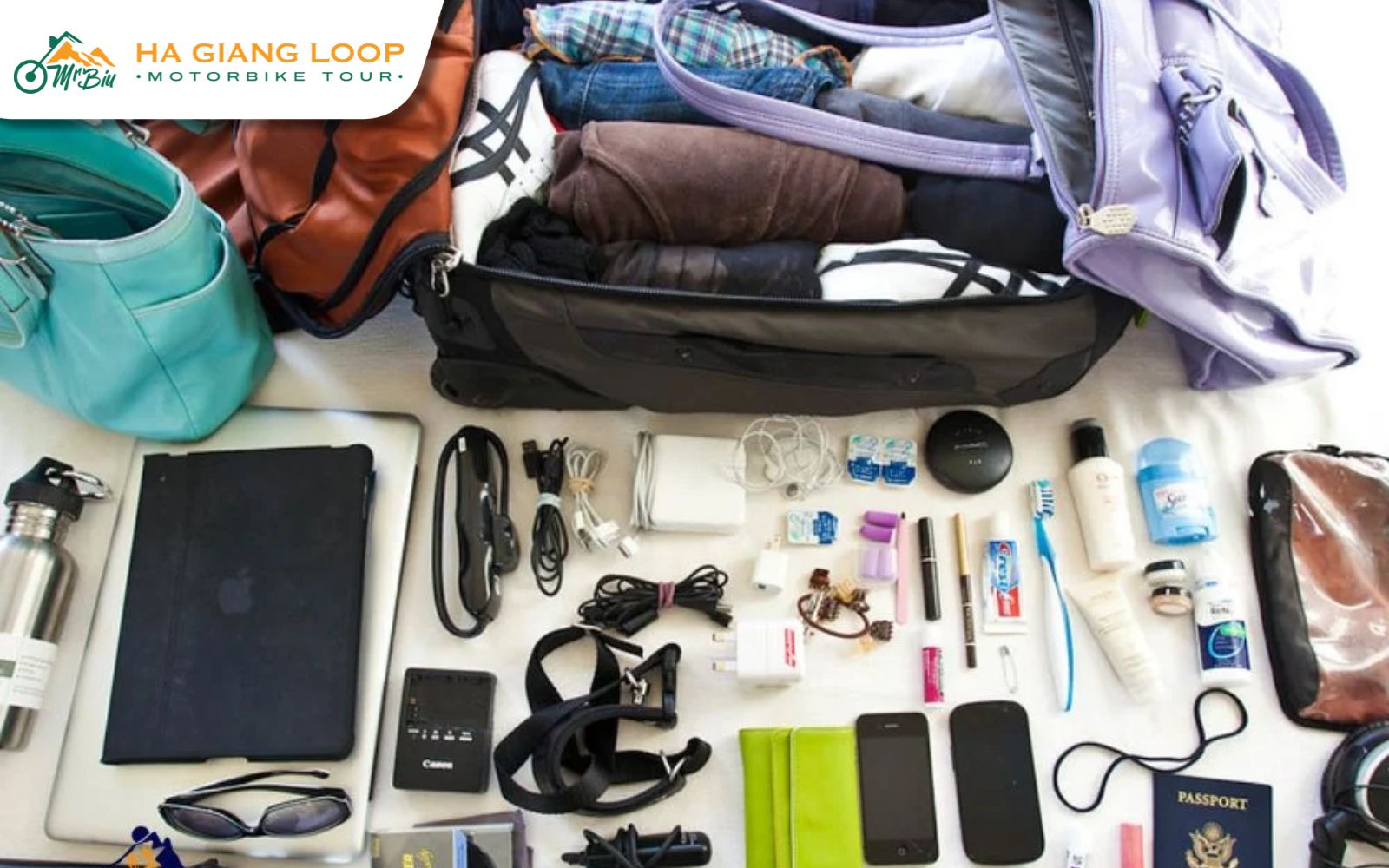 Pack Smart and Light is one of tips for riding Ha Giang Loop