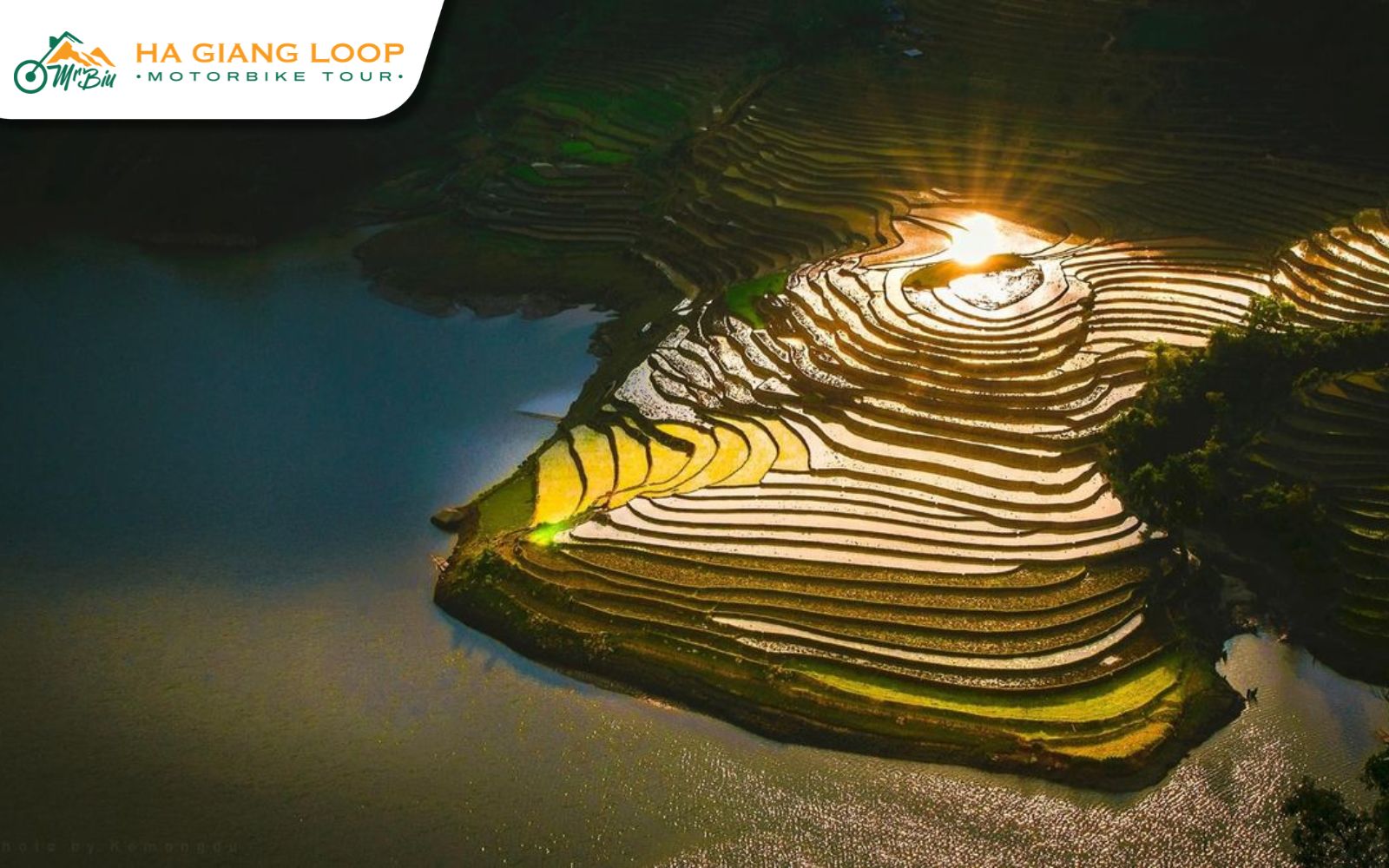 Breathtaking panoramic view of Hoang Su Phi terraced fields during the Water Season in May