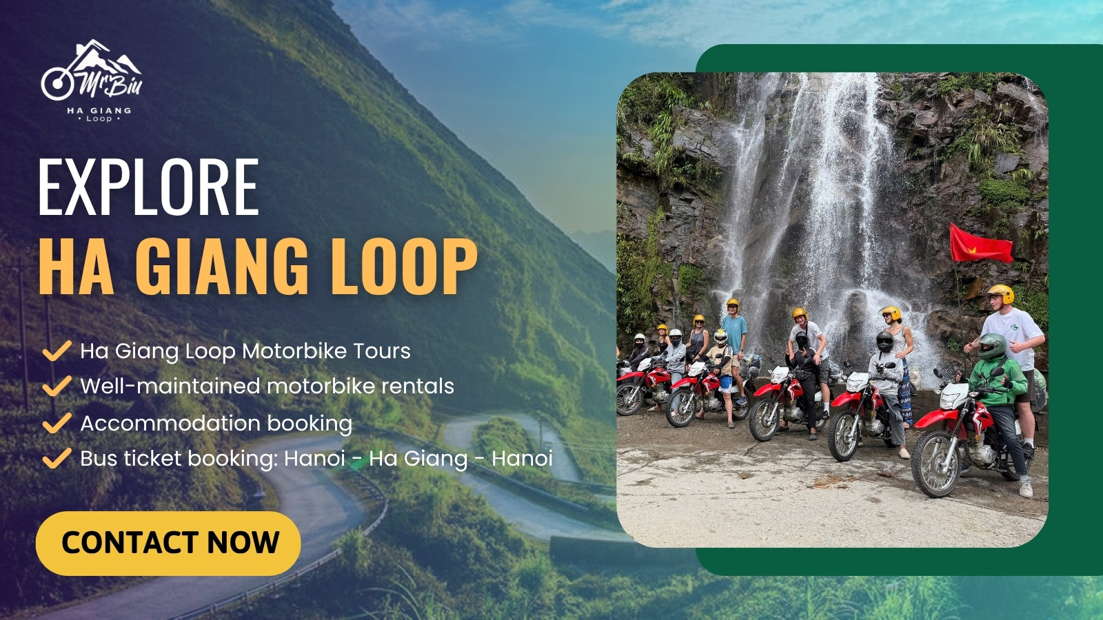 Breathtaking mountain views on self-riding vs easy-rider Ha Giang Loop tours with Mr. Biu