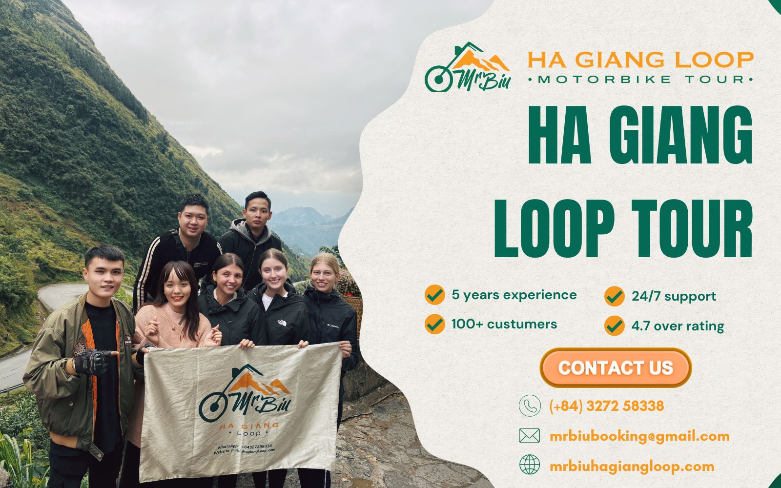 A guided Ha Giang Loop experience that includes Twin Mountains Ha Giang with Easy Rider options