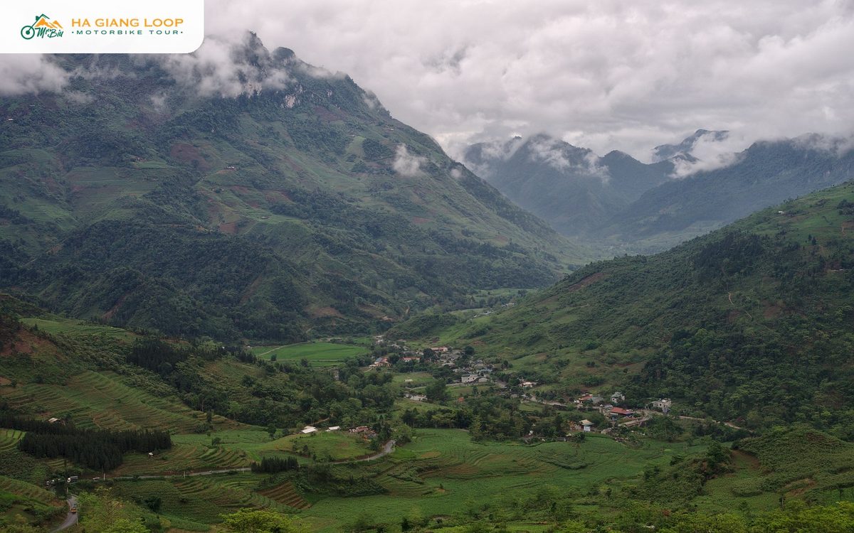 View from Bac Sum Pass over the valley and villages below