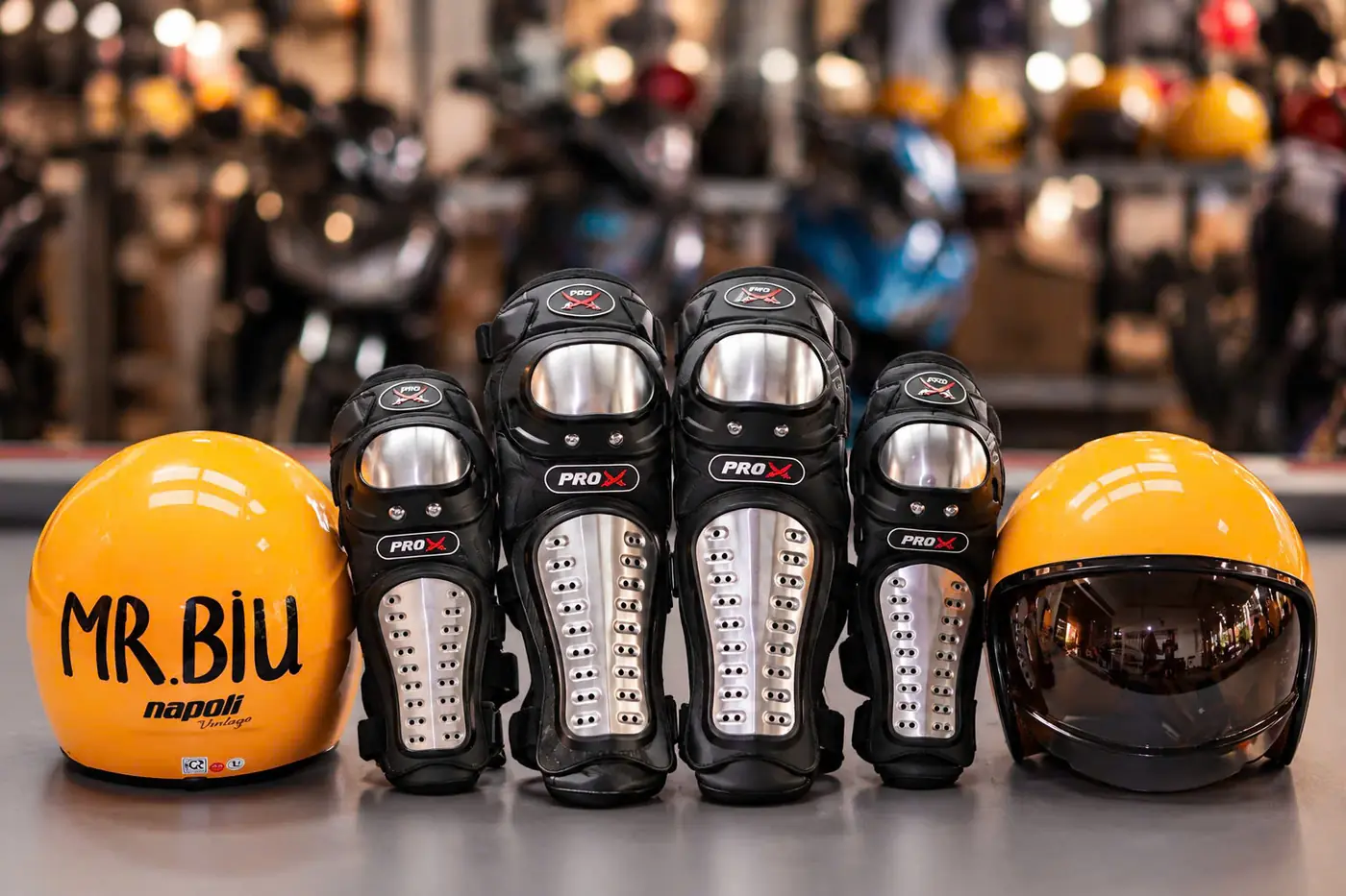 Mr Biu helmets, knee and elbow guards provided for Ha Giang Loop riders