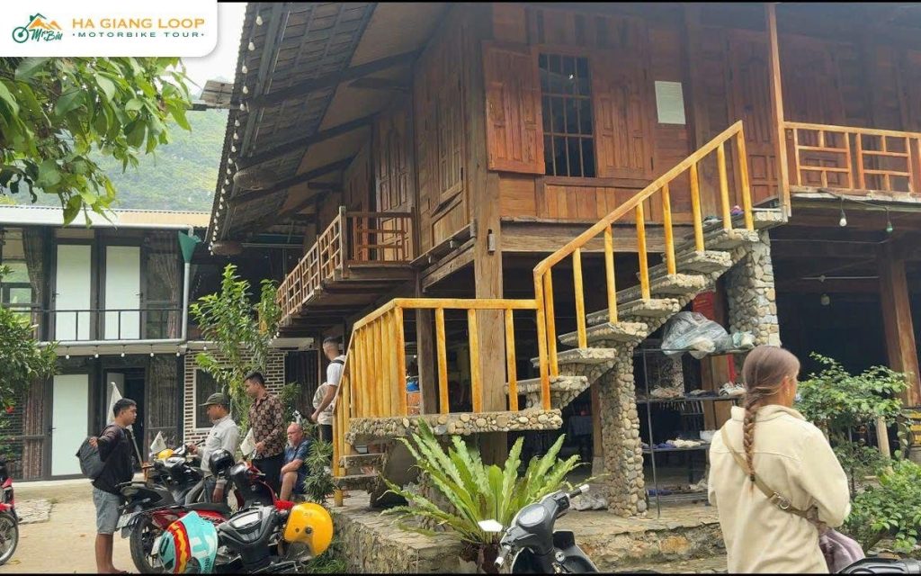 Wooden stilt homestay where riders stay on the first night
